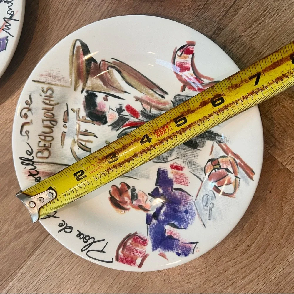 Set Of 3 Notre Dame Faiencerie De Gien, Joli Paris - Canape Or Bread Plates 6.5”